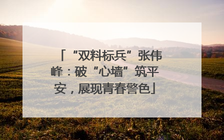 “双料标兵”张伟峰：破“心墙”筑平安，展现青春警色