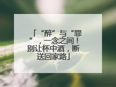 “醉”与“罪”，一念之间！别让杯中酒，断送回家路
