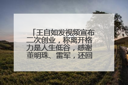 王自如发视频宣布二次创业，称离开格力是人生低谷，感谢董明珠、雷军，还回应了“工资条”：清楚自己要什么……