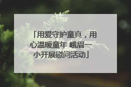 用爱守护童真，用心温暖童年 峨眉一小开展慰问活动
