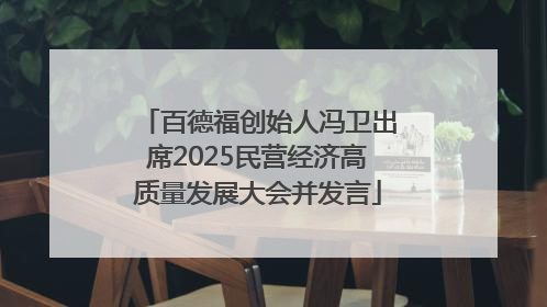 百德福创始人冯卫出席2025民营经济高质量发展大会并发言