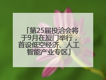 第25届投洽会将于9月在厦门举行，首设低空经济、人工智能产业专区