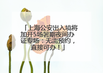 上海公安出入境将加开5场暑期夜间办证专场：无需预约，直接可办！