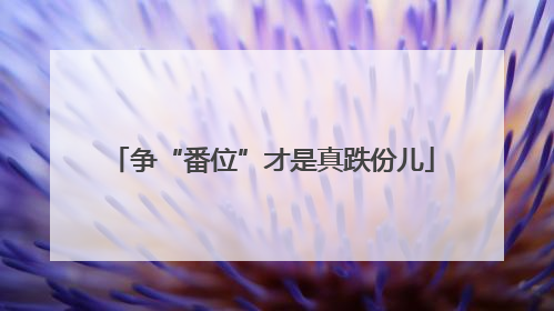 争“番位”才是真跌份儿