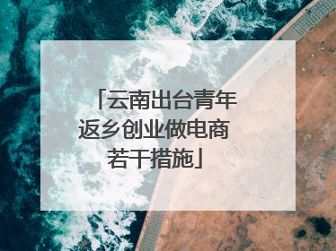 云南出台青年返乡创业做电商若干措施
