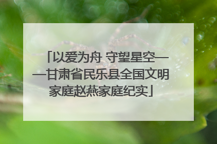 以爱为舟 守望星空——甘肃省民乐县全国文明家庭赵燕家庭纪实