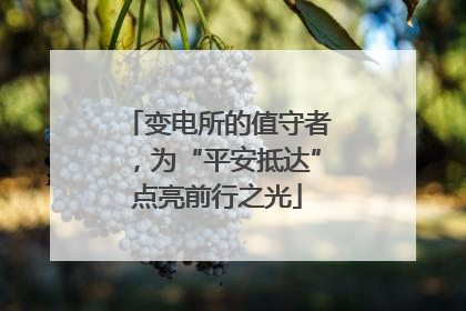 变电所的值守者，为“平安抵达”点亮前行之光