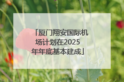 厦门翔安国际机场计划在2025年年底基本建成