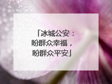 冰城公安：盼群众幸福，盼群众平安
