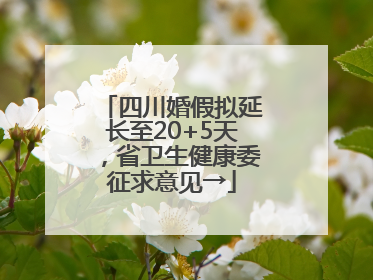 四川婚假拟延长至20+5天，省卫生健康委征求意见→