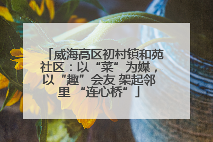威海高区初村镇和苑社区：以“菜”为媒，以“趣”会友 架起邻里 “连心桥”