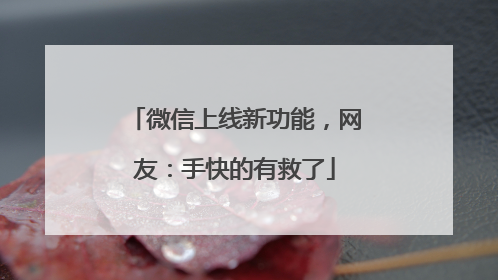 微信上线新功能，网友：手快的有救了