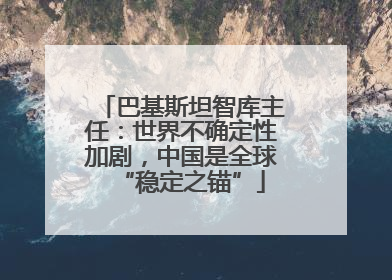 巴基斯坦智库主任：世界不确定性加剧，中国是全球“稳定之锚”