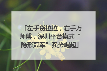左手货拉拉，右手万师傅，深圳平台模式“隐形冠军”强势崛起