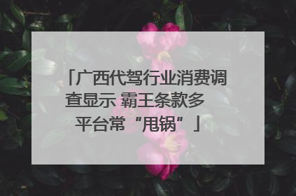 广西代驾行业消费调查显示 霸王条款多 平台常“甩锅”