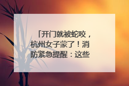开门就被蛇咬，杭州女子蒙了！消防紧急提醒：这些方法都不靠谱！