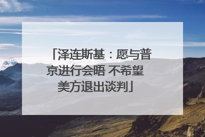 泽连斯基：愿与普京进行会晤 不希望美方退出谈判