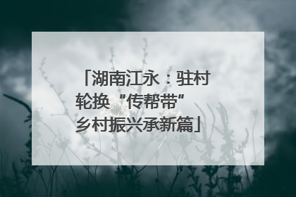 湖南江永：驻村轮换“传帮带” 乡村振兴承新篇