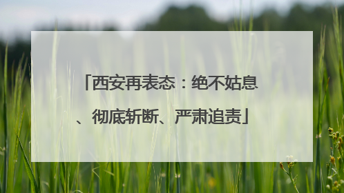 西安再表态：绝不姑息、彻底斩断、严肃追责
