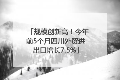 规模创新高！今年前5个月四川外贸进出口增长7.5%