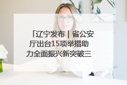 辽宁发布｜省公安厅出台15项举措助力全面振兴新突破三年行动决胜之战