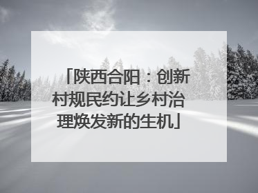 陕西合阳：创新村规民约让乡村治理焕发新的生机