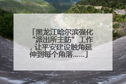 黑龙江哈尔滨强化“派出所主防”工作，让平安建设触角延伸到每个角落……