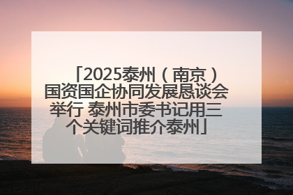 2025泰州（南京）国资国企协同发展恳谈会举行 泰州市委书记用三个关键词推介泰州