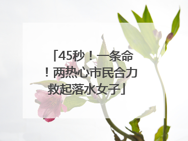 45秒！一条命！两热心市民合力救起落水女子